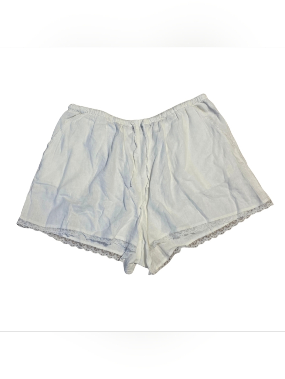 Aéropostale White Lounge Shorts Size Large Elastic Waist Lace Trim Casual